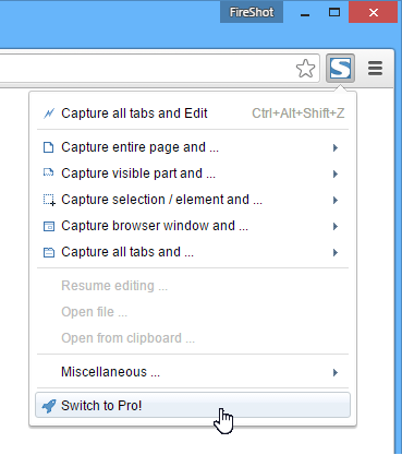 How to switch to FireShot Pro